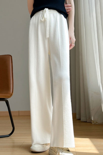 Wool Blend High Waist Knit Pants