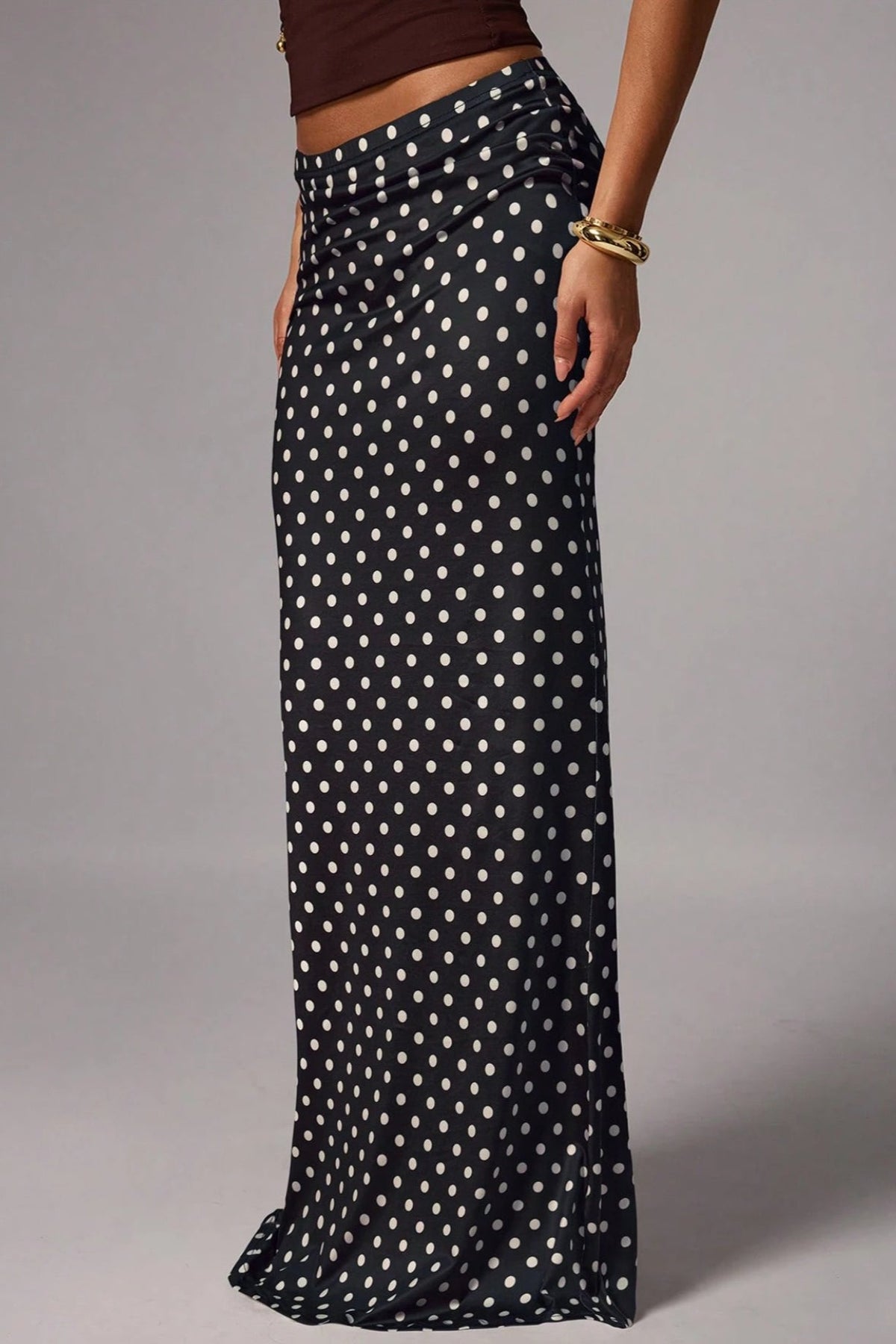 Knit Polka Dot Mermaid Hem Skirt