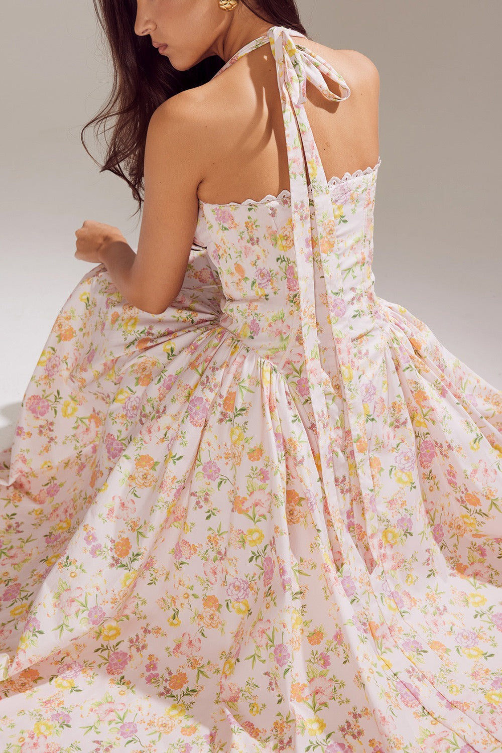 Halter Neck Slim Strap Floral Dress