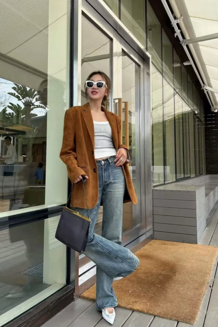 Suede Two-Button Casual Blazer