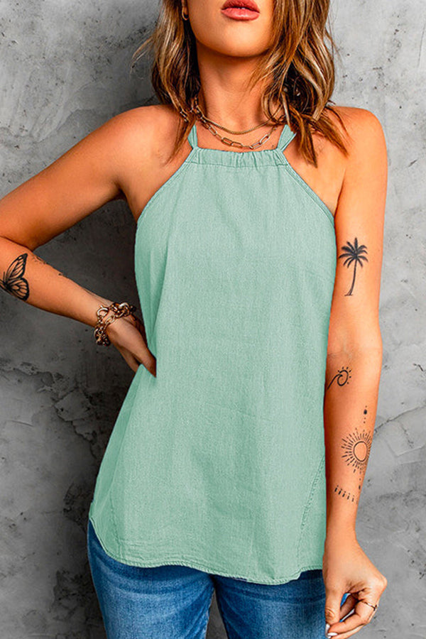 Halter Solid Sleeveless Summer Top