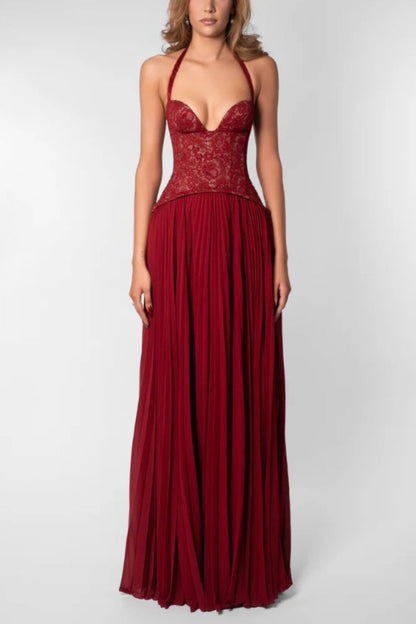 Low Cut Halter Bodycon Vacation Dress