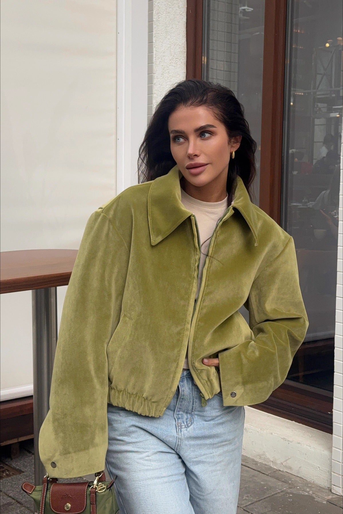 Slim Fit Notch Collar Suede Jacket