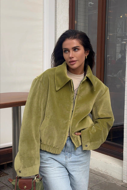 Slim Fit Notch Collar Suede Jacket
