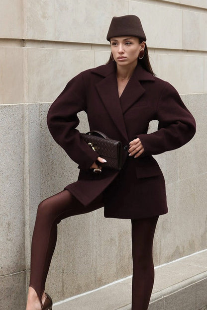 Wool Blend Relaxed Tailoring Coat