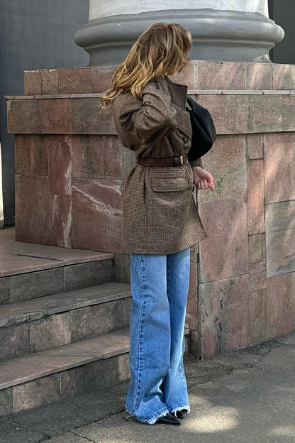Structured Double Breasted Tweed Coat