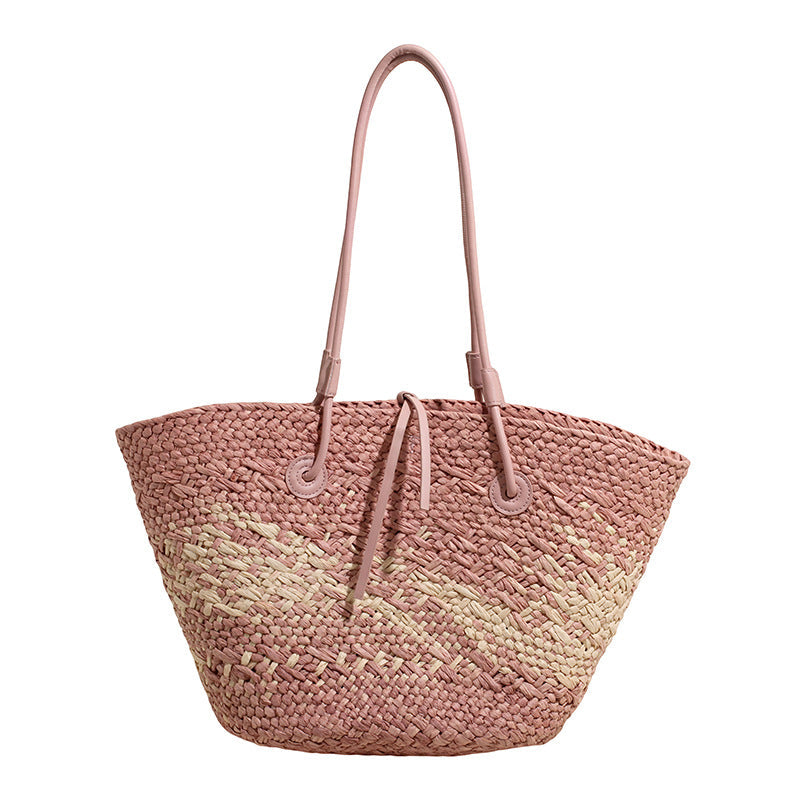Gradient Woven Straw Tote Bag