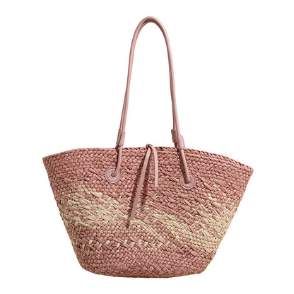 Gradient Woven Straw Tote Bag