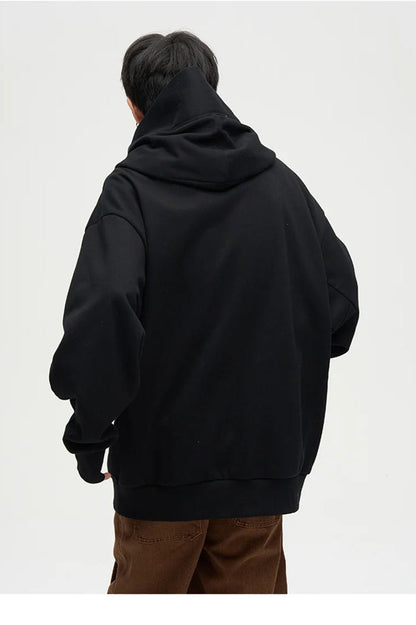 Embroidered Turtleneck Fleece Hoodie
