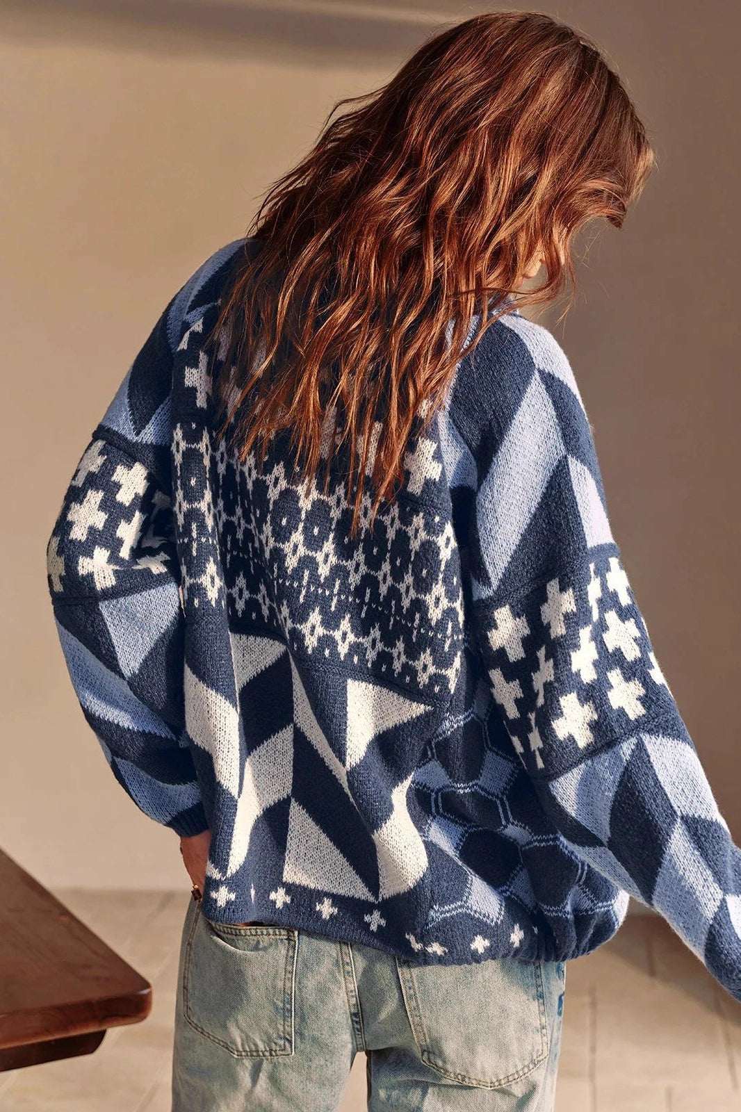 Oversized Abstract Knit Cardigan