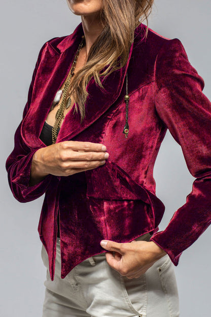 Velvet irregular hem single-button suit jacket