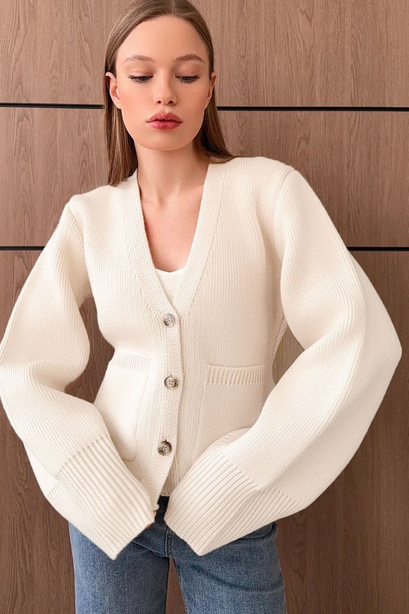 V Neck Pocket Detail Cardigan