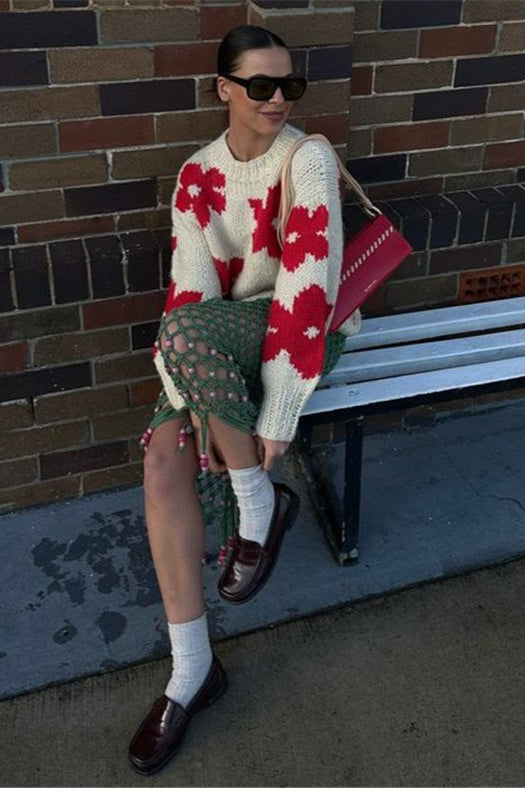 Pullover Floral Detail Sweater