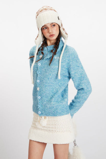 Soft High Neck Knit Cardigan