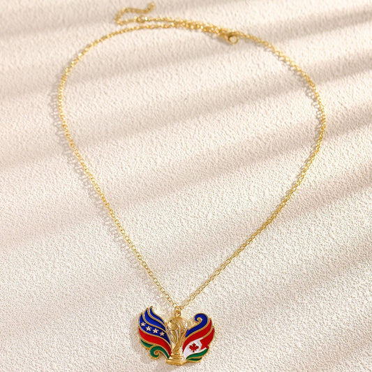 2026 USA-Canada-Mexico World Cup Enamel Gold-Plated Alloy Necklace
