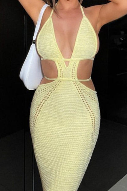 Sexy Low Cut Tie Back Maxi Vacation Dress