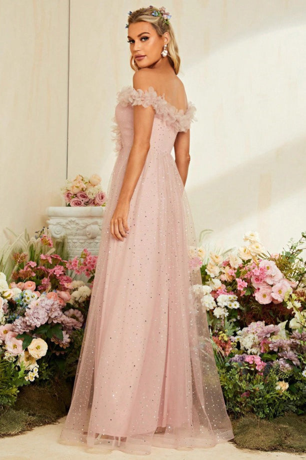 French Off Shoulder Prom Dress