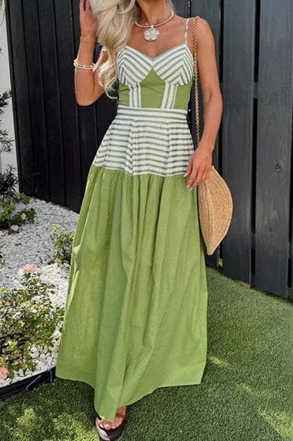 Printed V-Neck Tie Strap Boho Dress