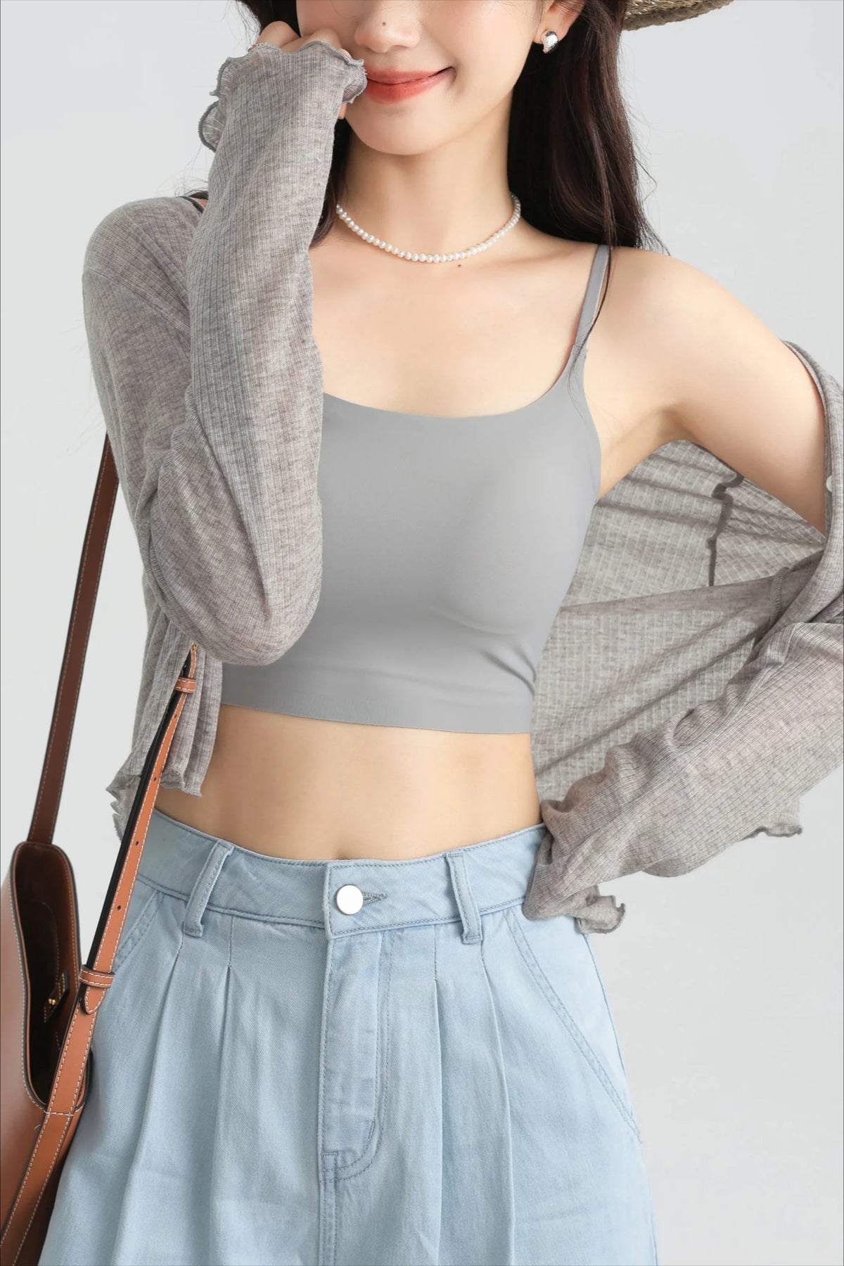 Tencel V-Neck Cropped Cardigan