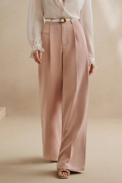 High Waist Fluid Long Straight Pants