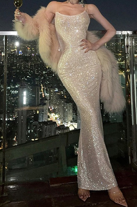 Mesh Patchwork Backless Slim Elegant Prom Dress