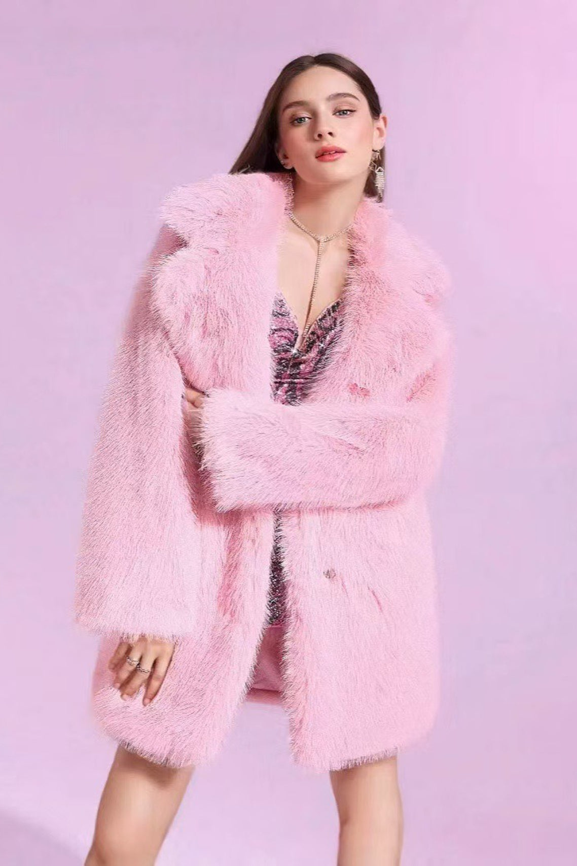 Solid Color Plush Trench Overcoat