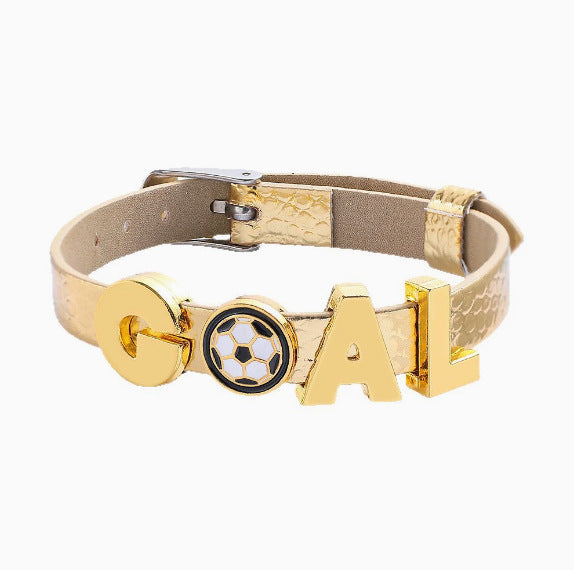 2026 USA-Canada-Mexico World Cup Gold Faux Leather Adjustable Bracelet