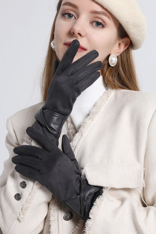 Fleece Lined Suede Winter Touchscreen Gloves