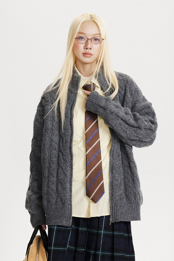 Oversized Cable Knit Cardigan