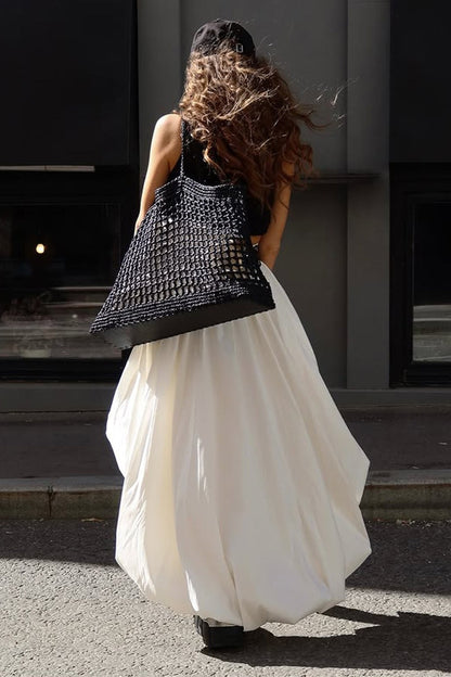 Cotton Tulip Hem Asymmetric Skirt