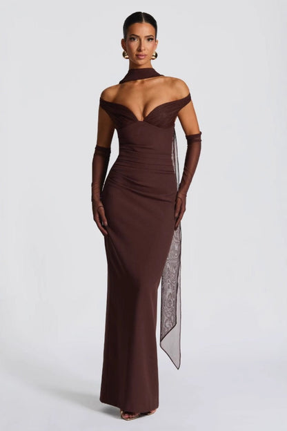 Strapless Off Shoulder Ruched Stretch Bodycon Formal Dress