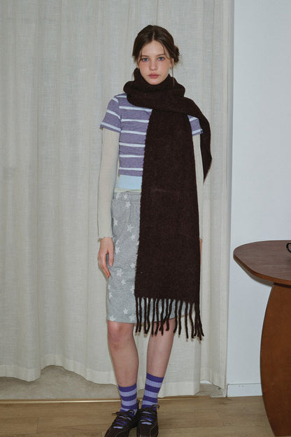Glacier Blue Solid Wool Blend Scarf