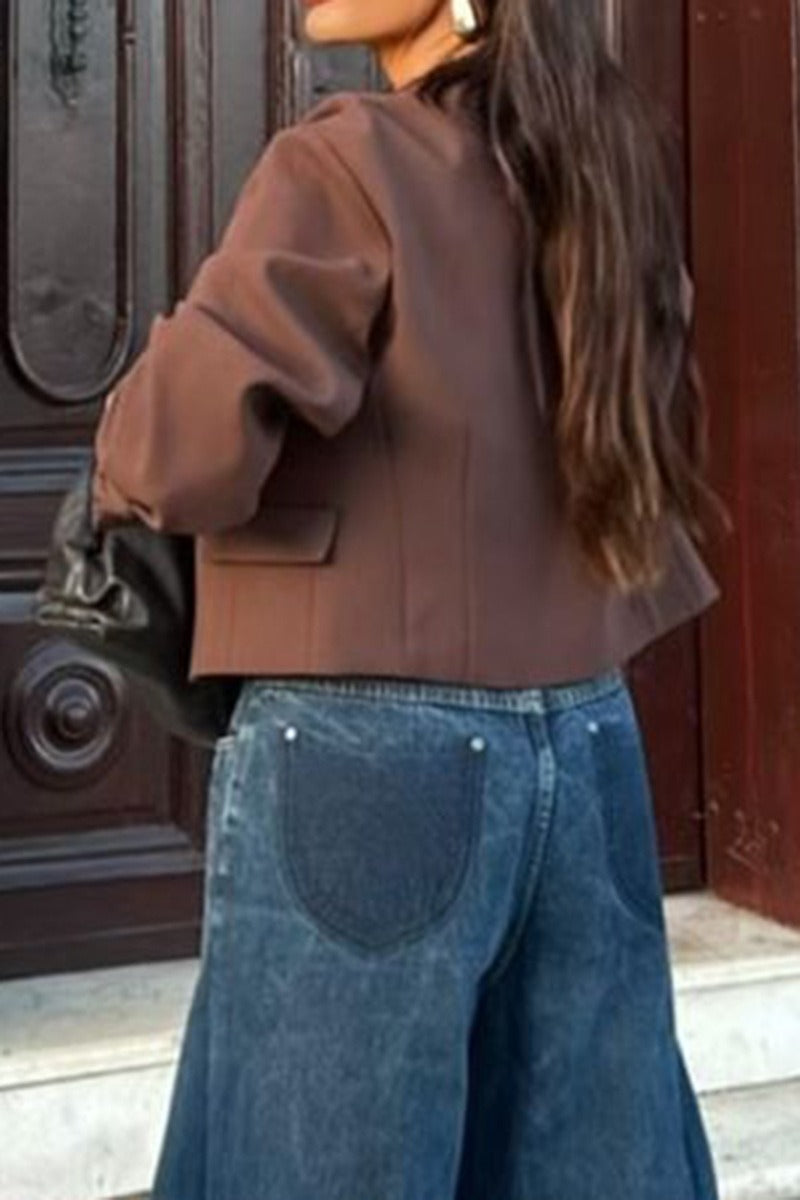 Resort Solid Color Long Sleeve Coat