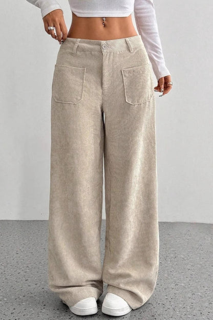 Pockets Wide Leg Knit Pants