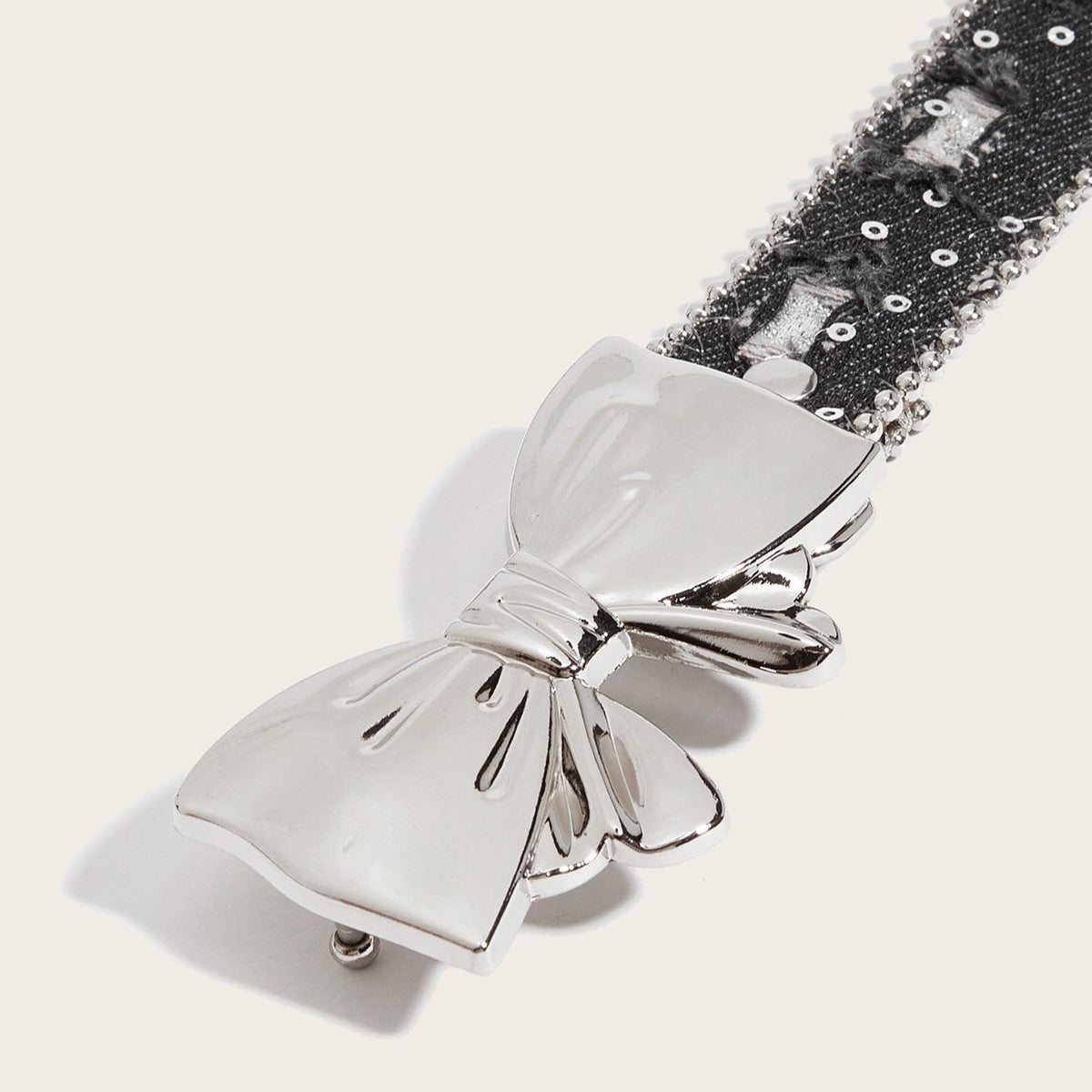 Denim Butterfly Buckle Beaded Statement Belt
