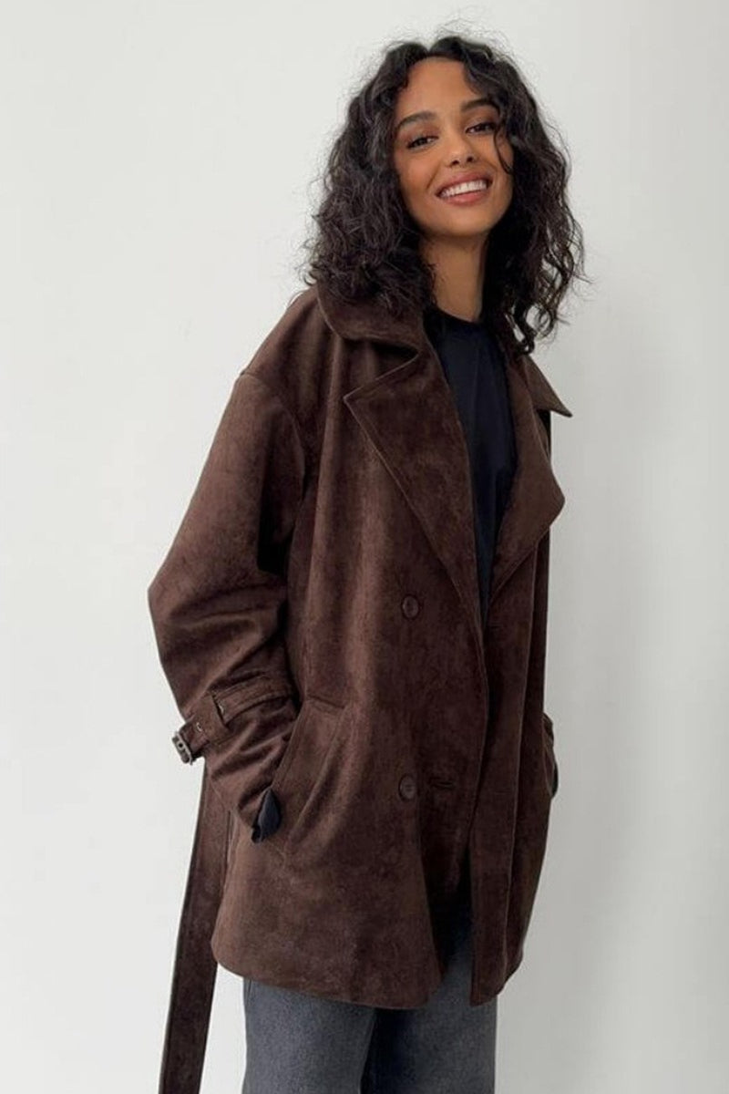 Vintage Suede Notch Collar Coat