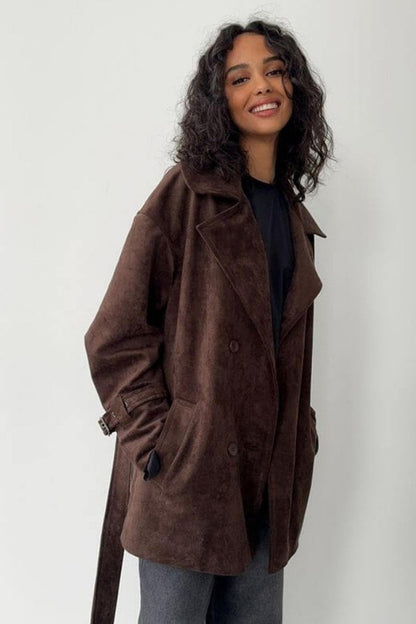 Vintage Suede Notch Collar Coat