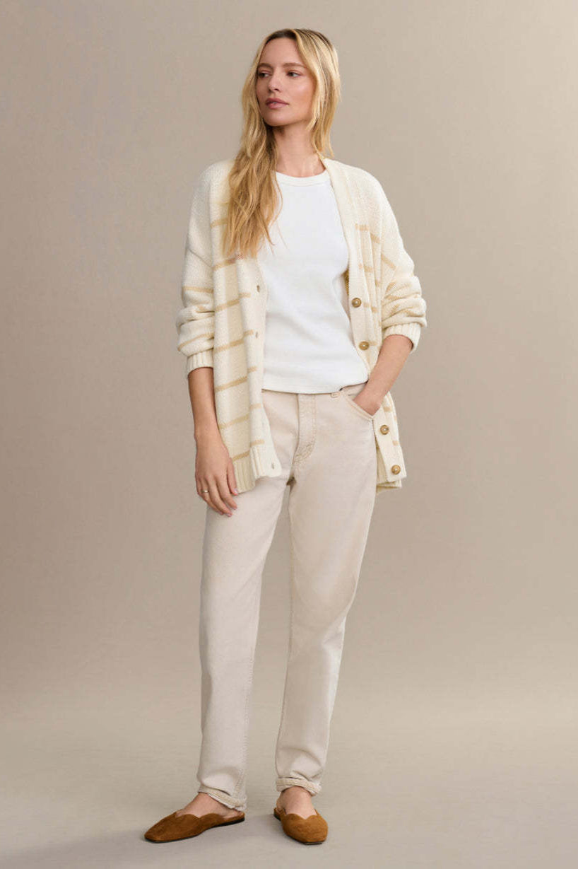 V-Neck Striped Cotton Sweater