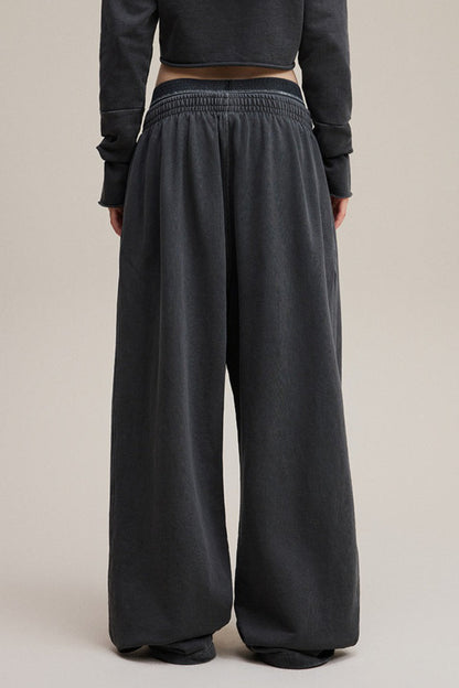 Double Waist Vintage Denim Knit Pants