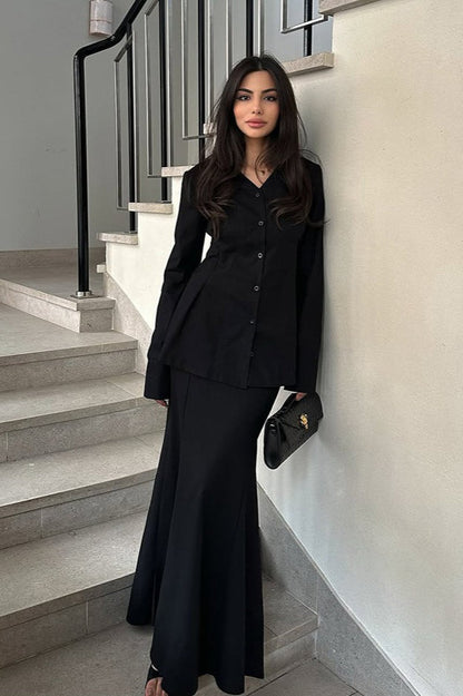 Slim Fit V Neck Blazer Two Piece Set