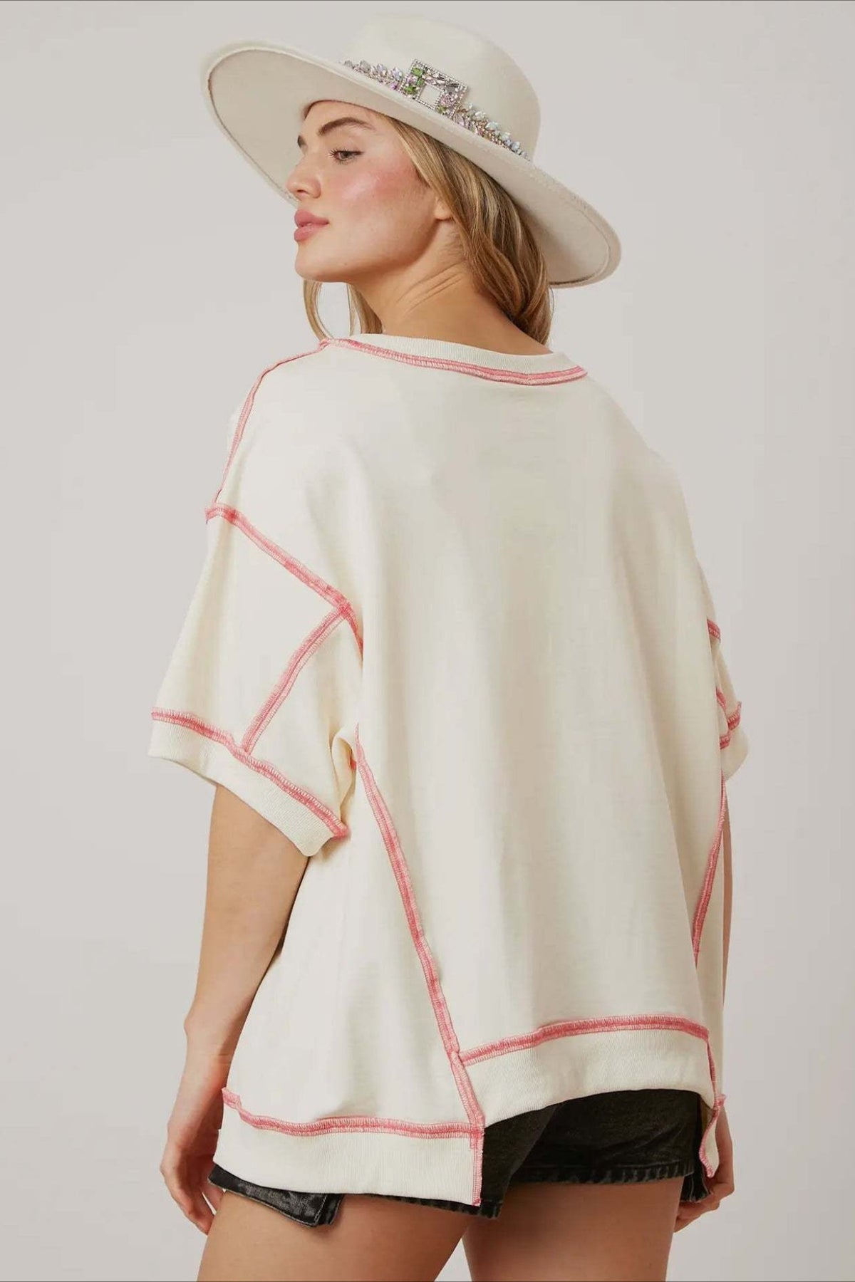 Sequin Lobster Contrast Stitch Oversized T-Shirt