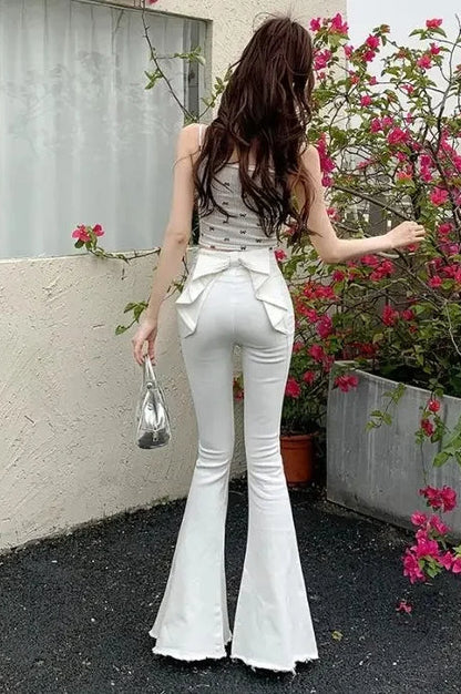 High Waist Butterfly Knot Flare Jeans