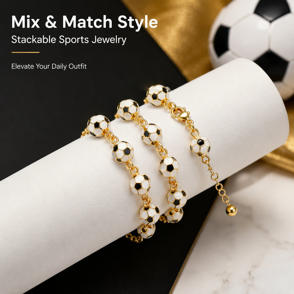 3D Enamel Soccer KC Gold Plated Adjustable Bracelet