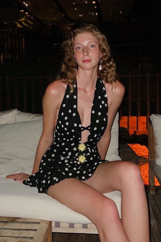 Polka Dot V-Neck Mini Dress