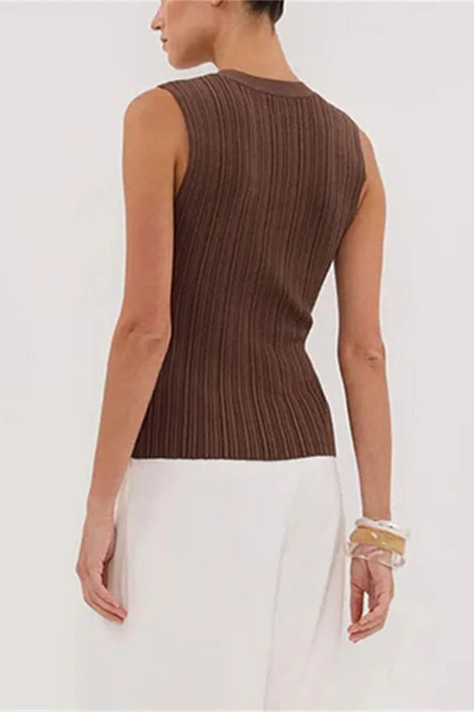 Sleeveless Cropped Knit Cardigan