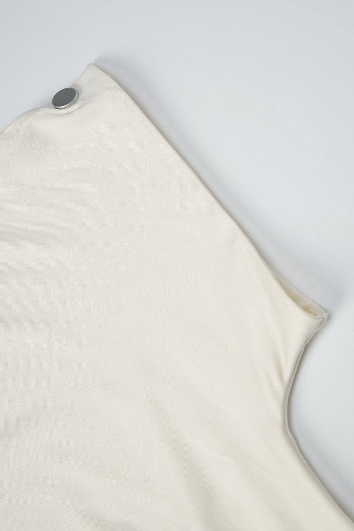 Minimal Draped Neck Ruched Waist Tee