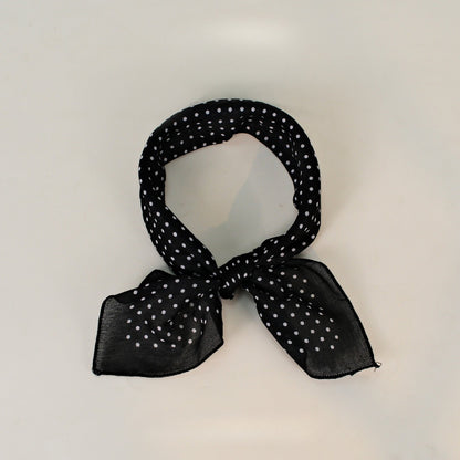 Polka Dot Faux Linen Square Hair Neck Sun Scarf