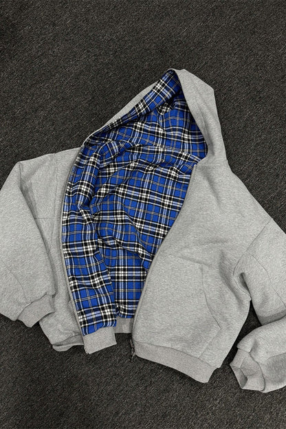 Reversible Checkered Patchwork Heavyweight Hoodie
