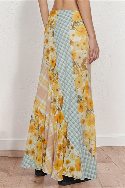 Daisy Floral Asymmetrical Boho Skirt