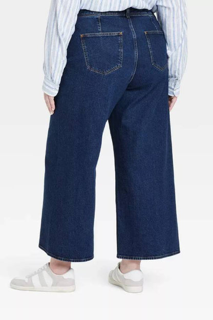 Women's High-Rise Sailor Wide Leg Ankle Jeans